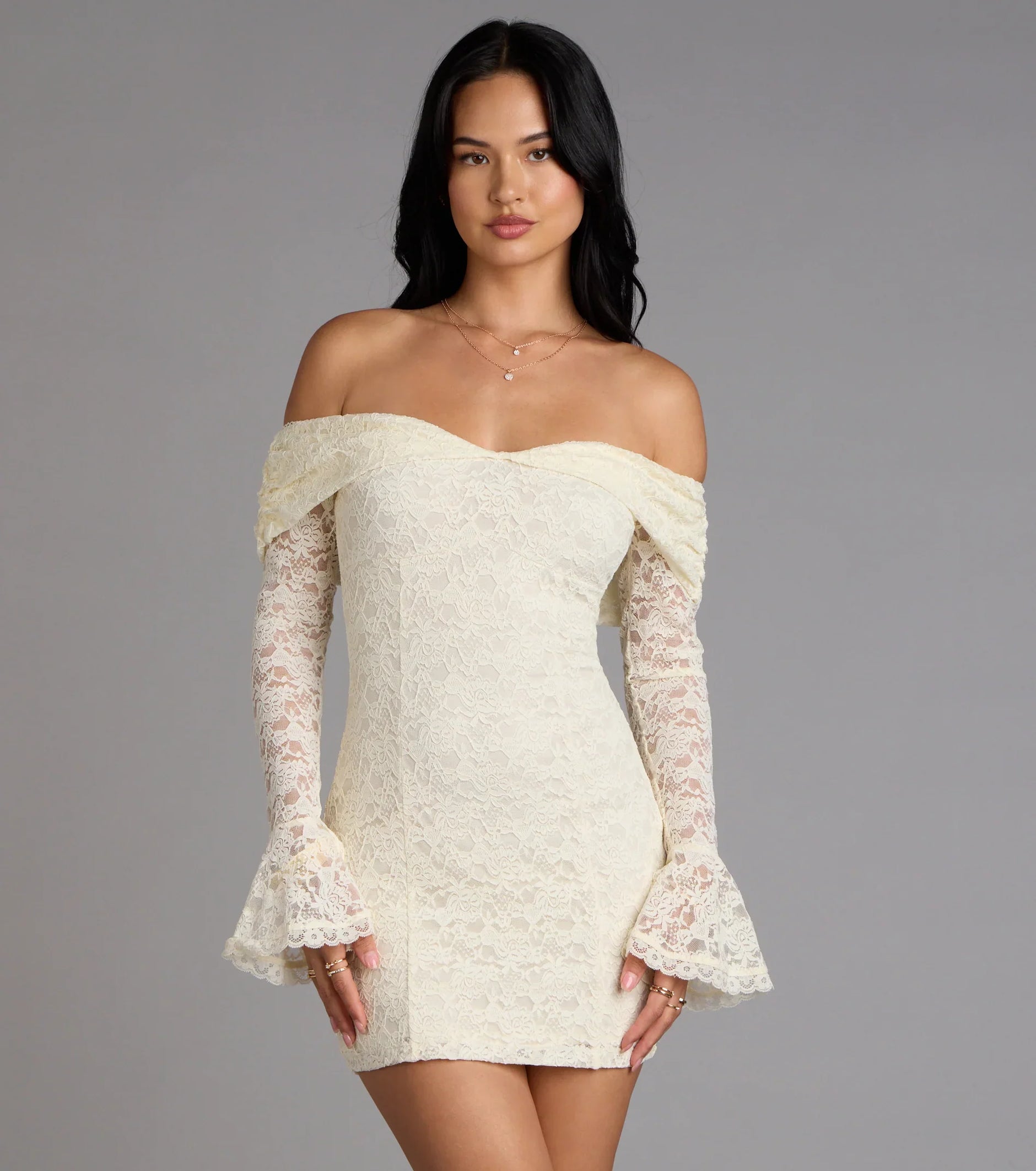 Lovely Nights Strapless Lace Ruffle Skater Dress – Yenna